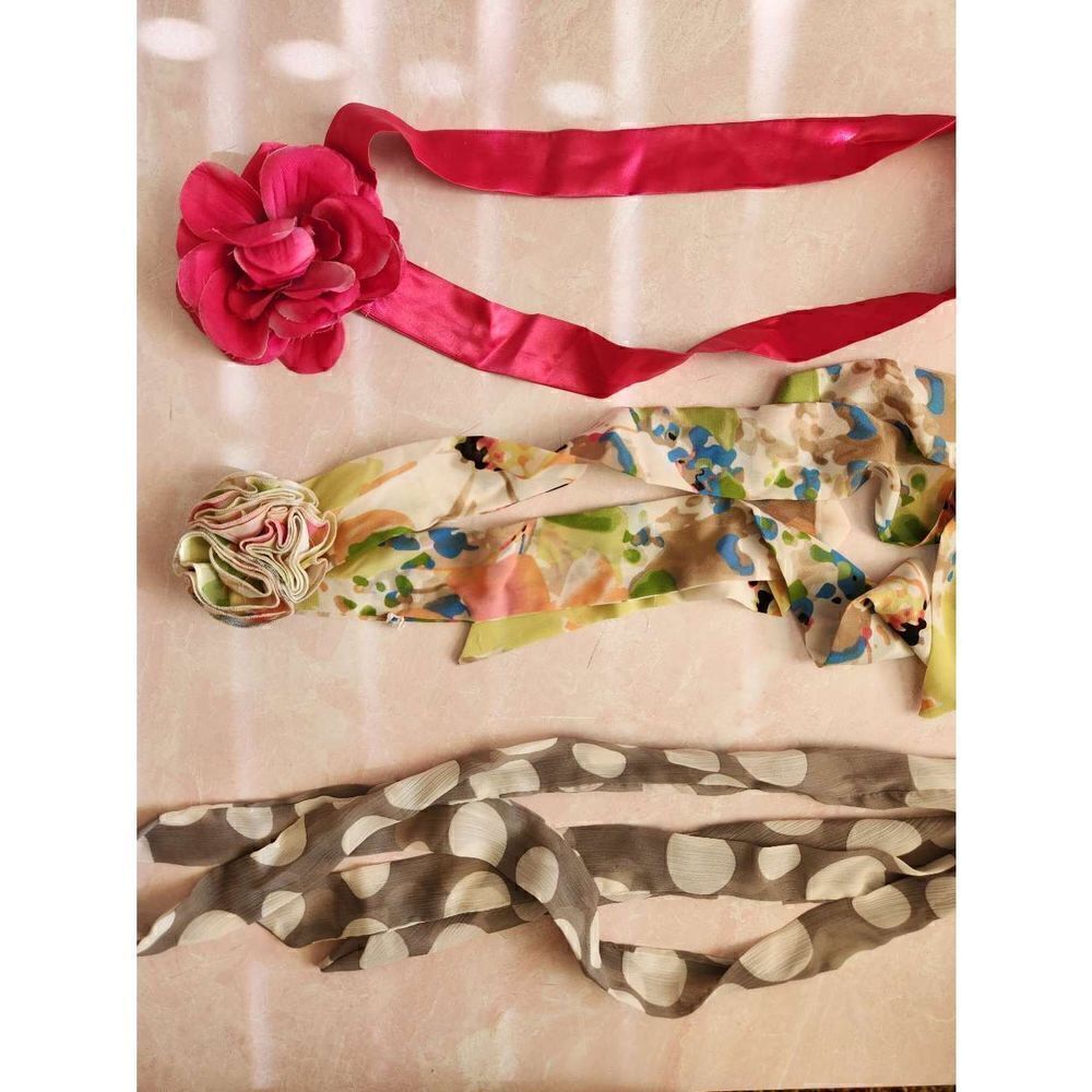 Y2k floral 3D lightweight fabric one size belts women's hot pink silky grey polk